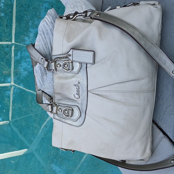 Coach Ashley White Silver leather tote satchel F15513 - Picture 16 of 16